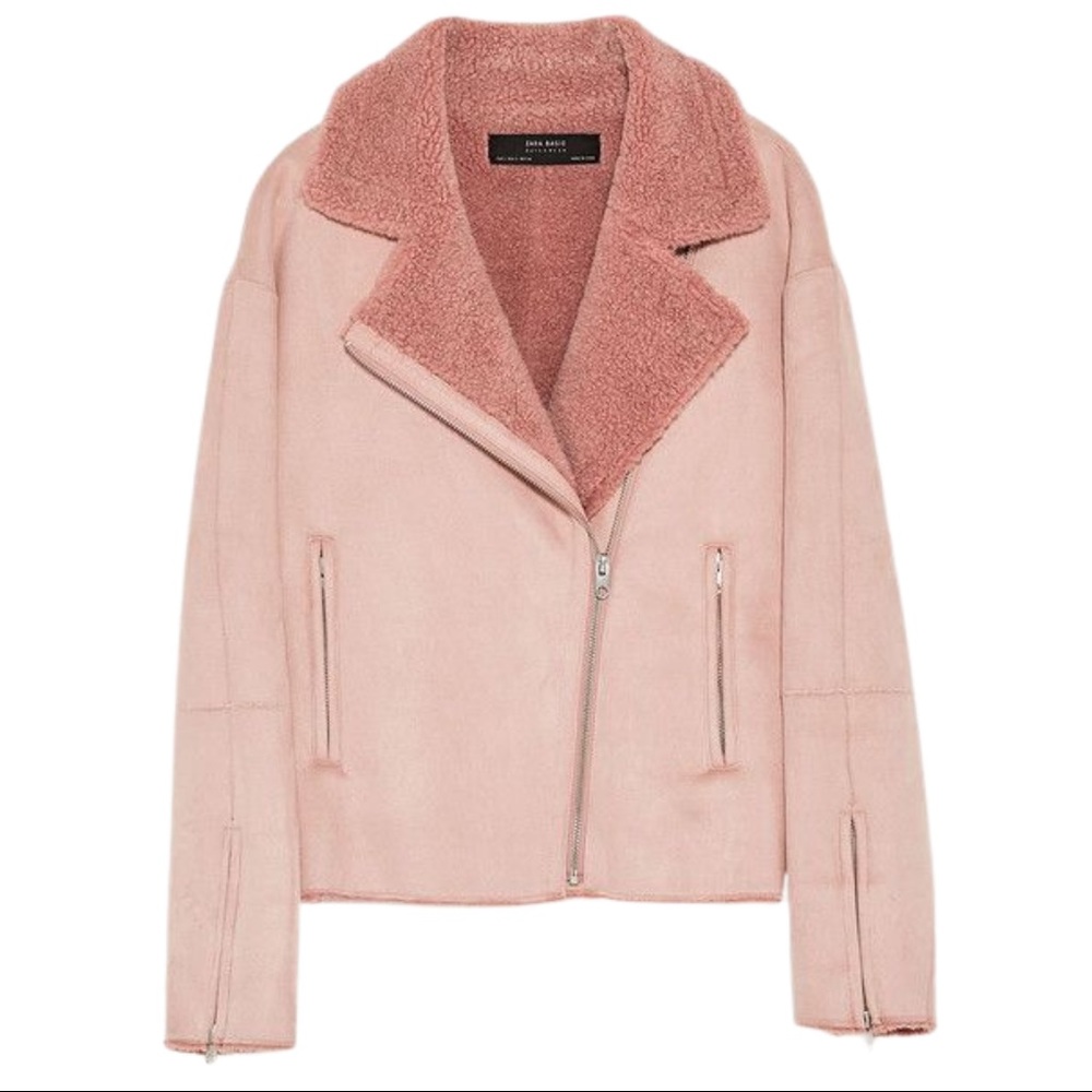 Zara Pink Suede Jacket - XS - Only Worn Once!!